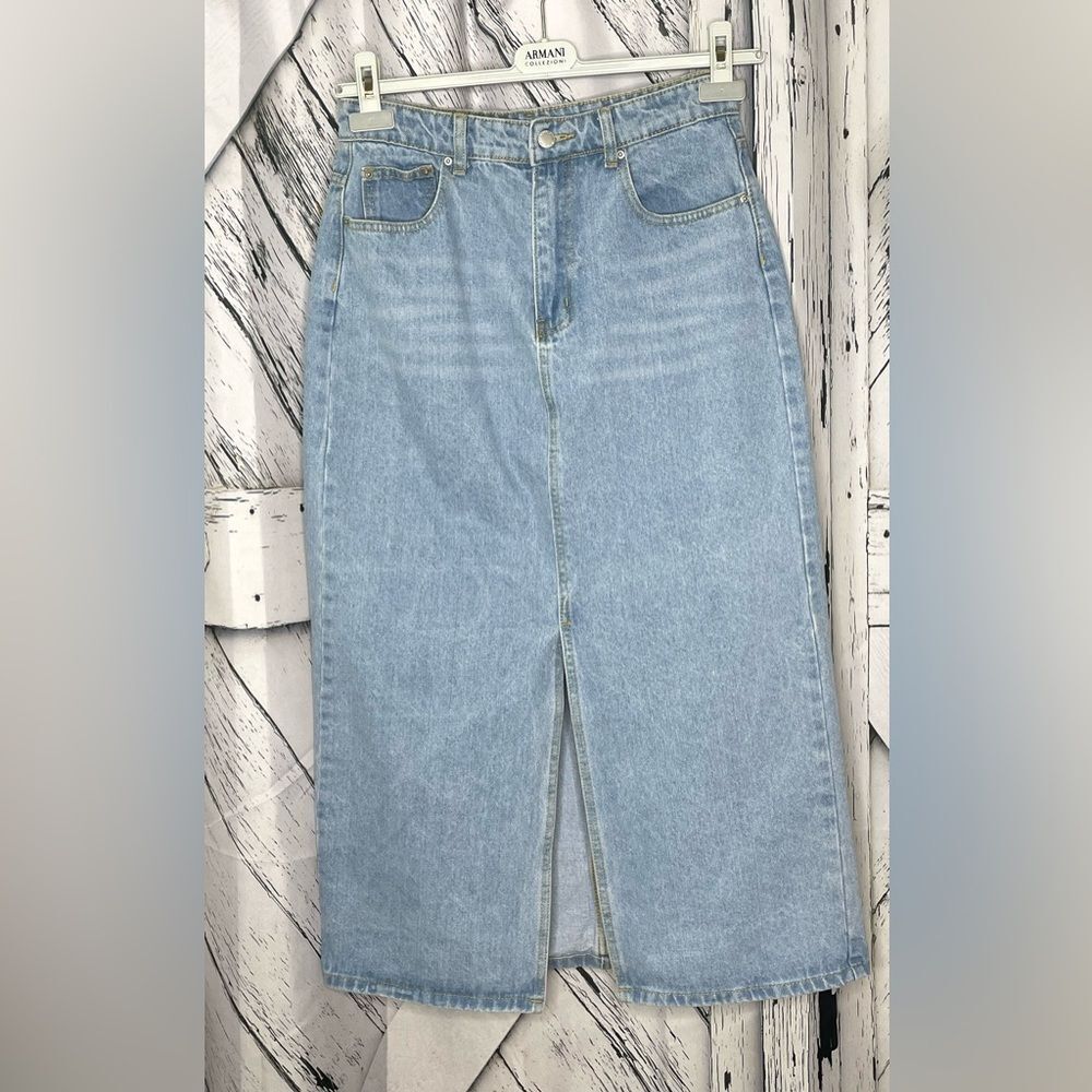 SHEIN Light Blue Denim Maxi Skirt M